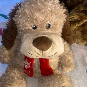 Plush Dog Toy with Red Scarf